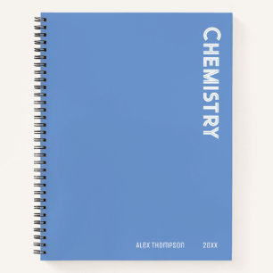 Monogrammed Chemistry with name and subject blue Notebook