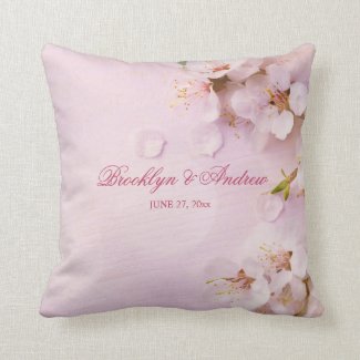 Monogrammed Cherry Blossom Elegant Wedding Pillows
