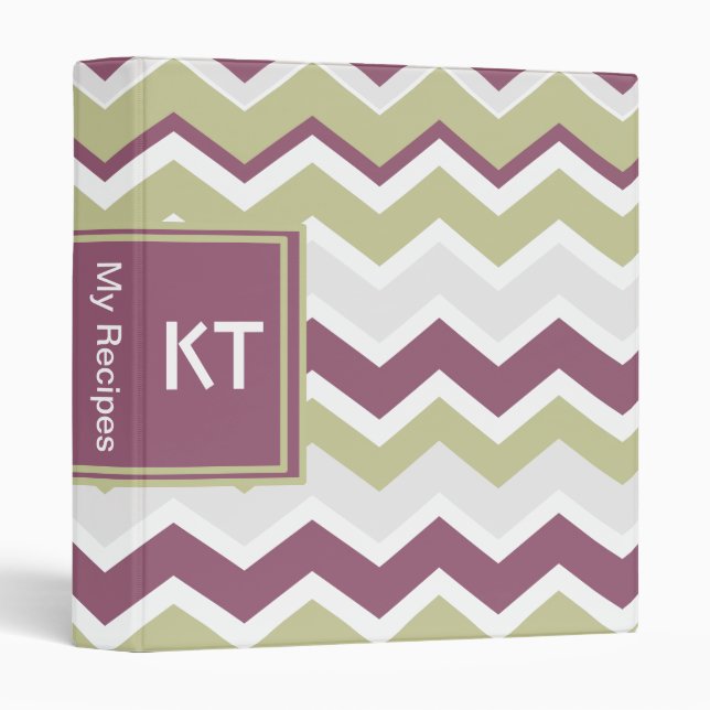 Monogrammed Chevron Brick 3 Ring Binder (Front/Spine)
