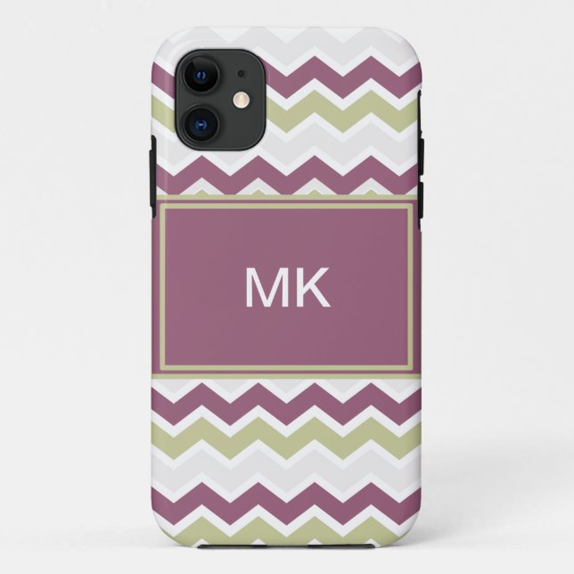 Monogrammed Chevron Brick Case-Mate iPhone Case (Back)