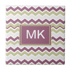 Monogrammed Chevron Brick Ceramic Tile