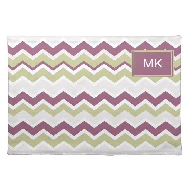 Monogrammed Chevron Brick Cloth Placemat (Front)