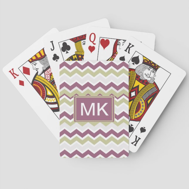 Monogrammed Chevron Brick Poker Cards (Back)