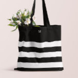Monogrammed | Chic Stripes Tote Bag at Zazzle