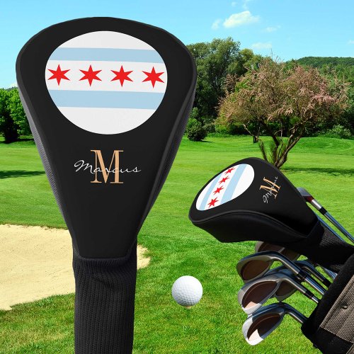 Monogrammed  Chicago Flag Golf Clubs Covers