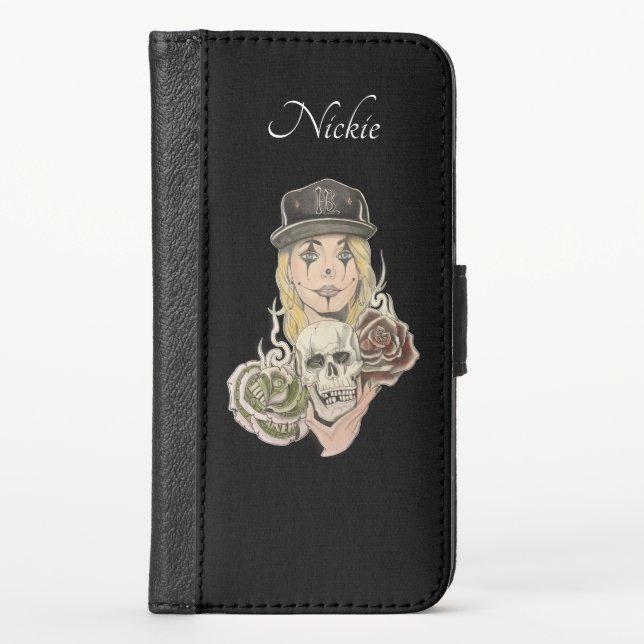 Monogrammed Chicano Art Wallet iPhone Case (Front)