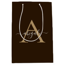 Monogrammed Chocolate Brown Gold | Minimal Elegant