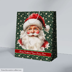 Monogrammed Christmas Gift Bag Vintage Santa Claus