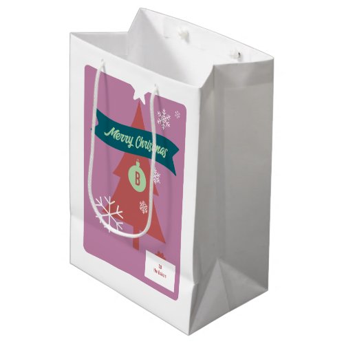 Monogrammed Christmas Icons Berry Christmas  Medium Gift Bag