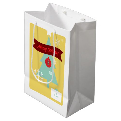 Monogrammed Christmas Icons Gold Christmas  Medium Gift Bag