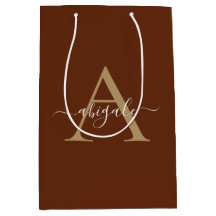 Monogrammed Cinnamon Brown Gold | Minimal Elegant