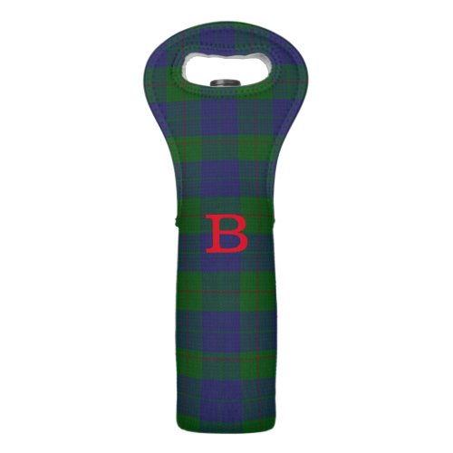 Monogrammed Clan Barclay Tartan Wine Tote