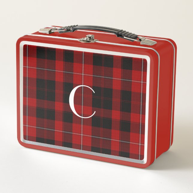Monogrammed Clan Cunningham Plaid Metal Lunch Box (Front)