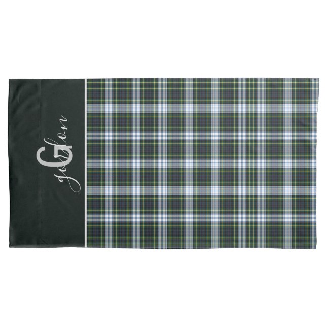 Monogrammed Clan Gordon Dress Tartan Plaid Pattern Pillow Case (Front)