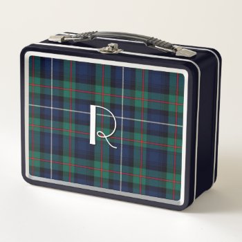 Monogrammed Clan Robertson Plaid Metal Lunch Box by Everythingplaid at Zazzle