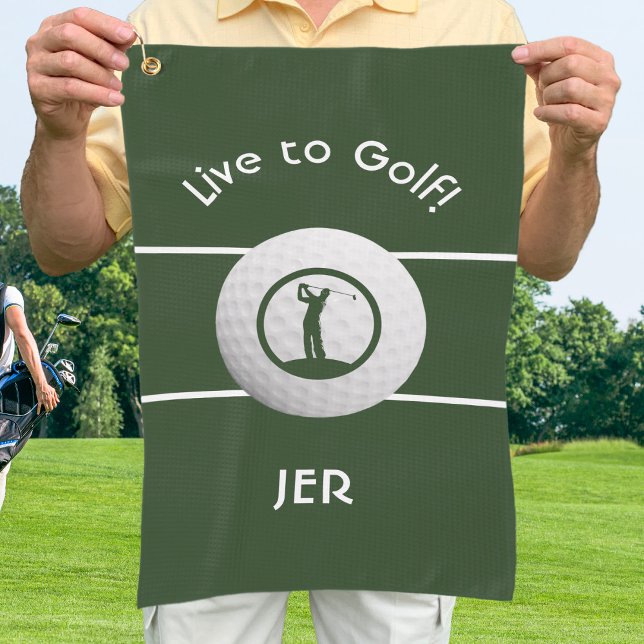 Monogrammed Classic Golf Player Sports Quote Green Golf Towel (Creator Uploaded)
