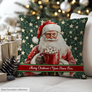 Monogrammed Classic Santa Christmas Decor Pillow