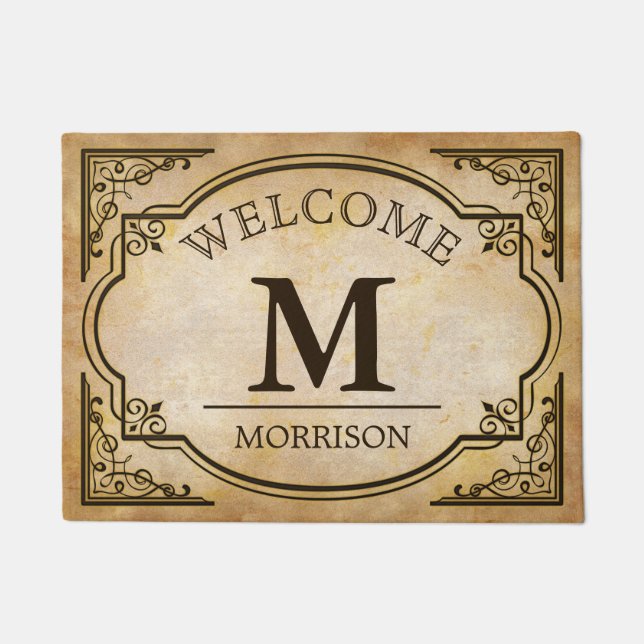 Monogrammed Classy Antique Frame Decor Welcome Doormat (Front)