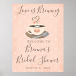 Monogrammed Coffee Cup Bridal Shower Welcome Sign at Zazzle