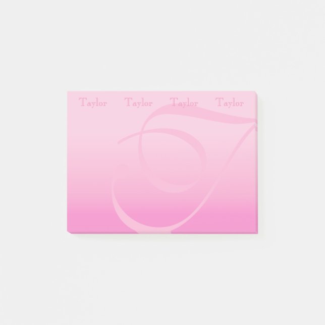 Monogrammed Color Block Pretty Pastel Pink Post-it Notes (Front)