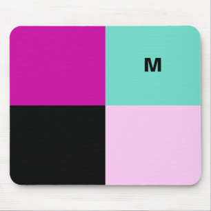 Monogrammed Color Block Stylish Abstract Geometric Mouse Pad