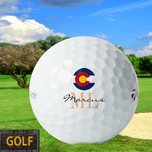Monogrammed Colorado Flag & Colorado, USA Golf Golf Balls
