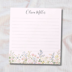 Monogrammed Colorful Flower Garden Floral Lined Notepad