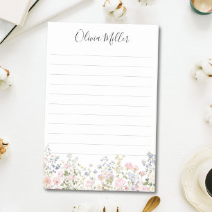 Monogrammed Colorful Flower Garden Floral Lined Post-it Notes