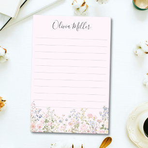 Monogrammed Colorful Flower Garden Floral Lined Post-it Notes