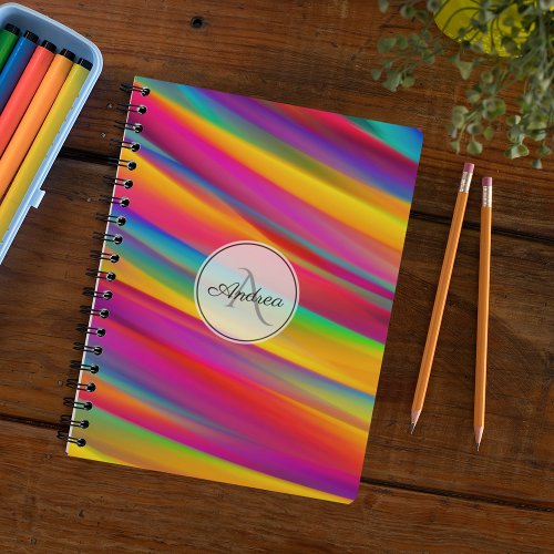 Monogrammed Colorful Gradient Abstract Art Notebook