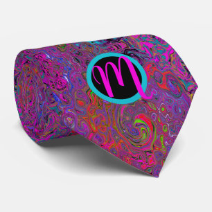 Monogrammed Colorful Groovy Retro Neck Tie