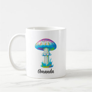 Monogrammed Colorful Mushroom Add Your Name Coffee Mug