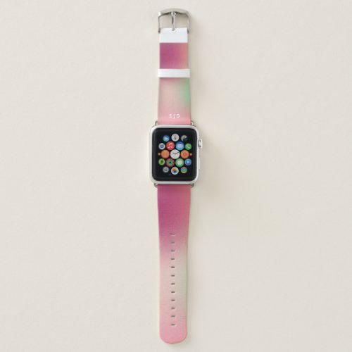 Monogrammed Colorful Rose Green Pink Purple Ombr Apple Watch Band