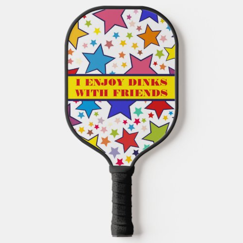 Monogrammed Colorful Stars Dinks With Friends Pickleball Paddle