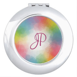 Monogrammed Colorful Template Rainbow Colors Compact Mirror