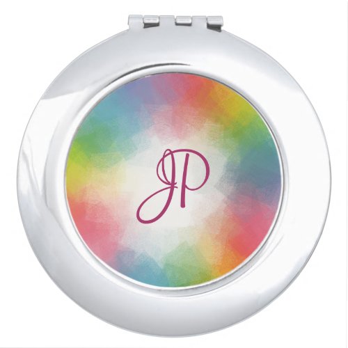 Monogrammed Colorful Template Rainbow Colors Compact Mirror