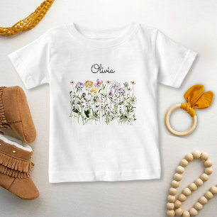 Monogrammed Colorful Wildflower Garden Baby T-Shirt