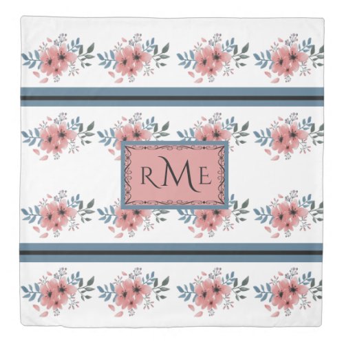 Monogrammed Comfy Floral Reversible Duvet Cover