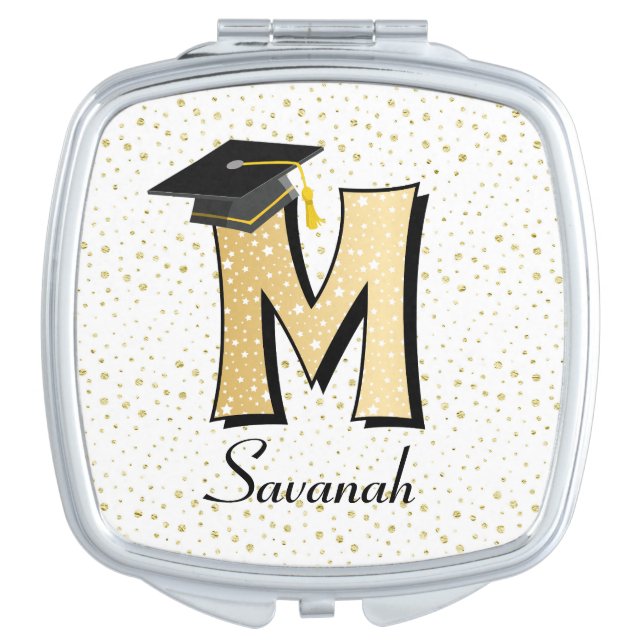 Monogrammed compact mirror for Graduating Girl (Front)