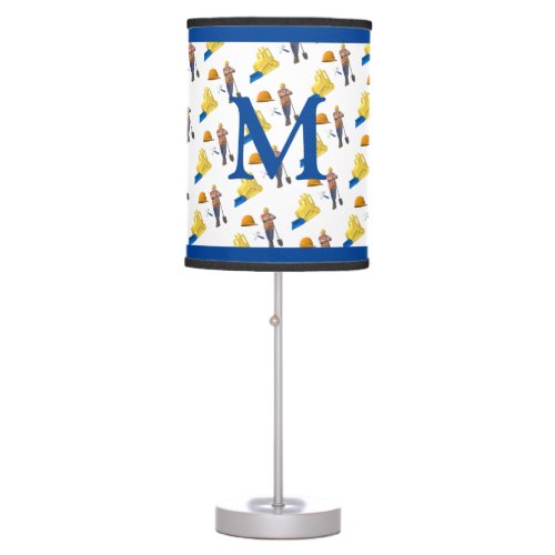 Monogrammed Construction Worker  Table Lamp