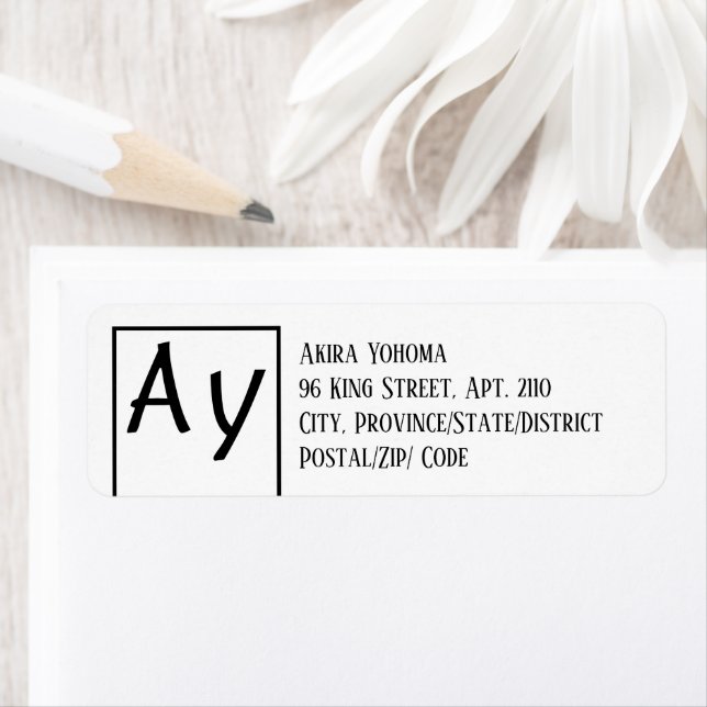 Monogrammed Contact Info Label (Insitu)