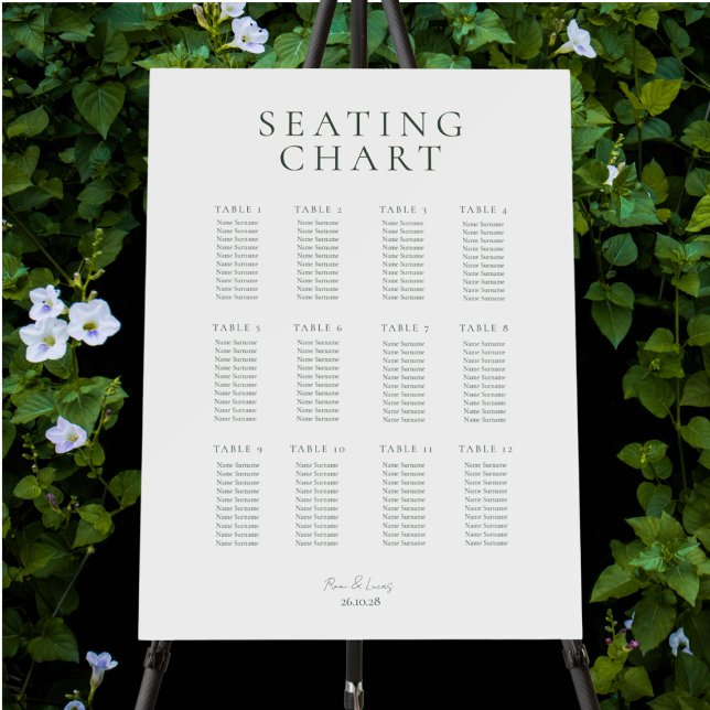 Monogrammed Contemporary 12 Table Wedding Foam Board (Creator Uploaded)