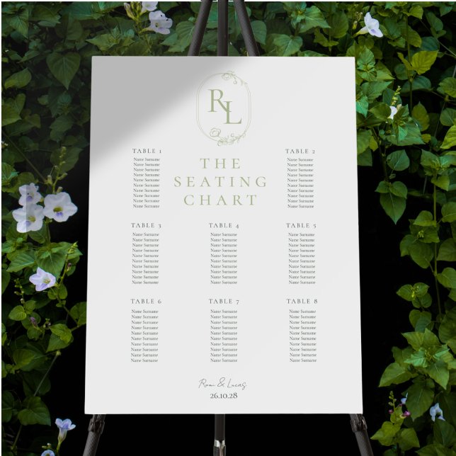 Monogrammed Contemporary 8 Table Wedding  Foam Board (Creator Uploaded)