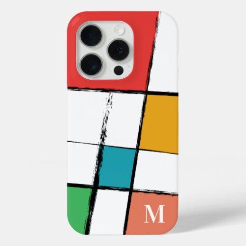Monogrammed contemporary modernist iPhone 15 pro case