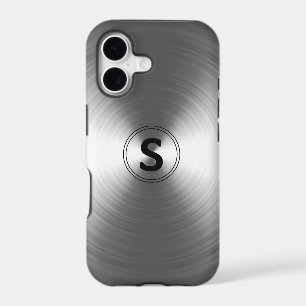 Monogrammed Contemporary Silver Radiant Pattern iPhone 17 Case