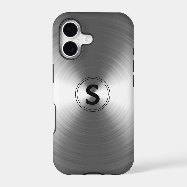 Monogrammed Contemporary Silver Radiant Pattern Iphone Case (Back)