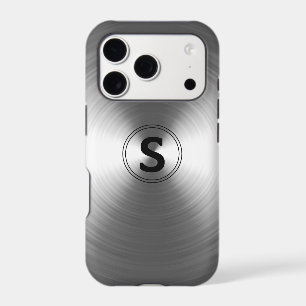 Monogrammed Contemporary Silver Radiant Pattern iPhone 17 Pro Case