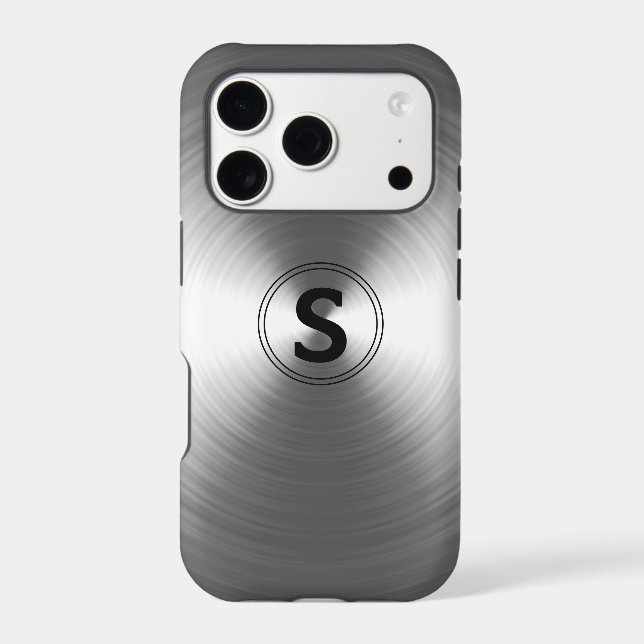 Monogrammed Contemporary Silver Radiant Pattern Iphone Case (Back)