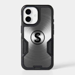 Monogrammed Contemporary Silver Radiant Pattern iPhone 17 Case