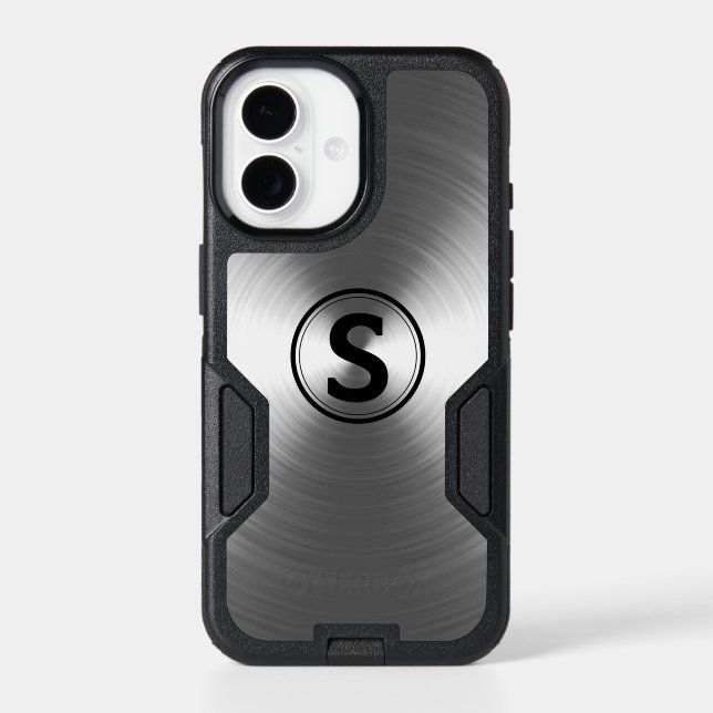 Monogrammed Contemporary Silver Radiant Pattern Otterbox iPhone Case (Back)